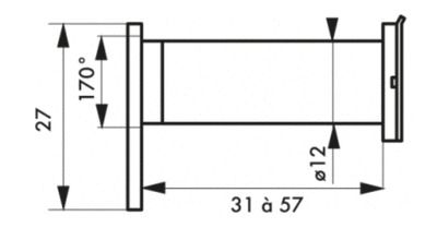 Judas de porte diamètre 16 mm vision 170 ° laiton chromé THIRARD