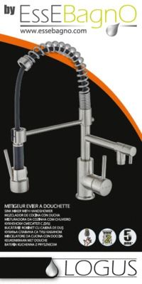 Mitigeur d'évier avec douchette Logus façon inox ESSEBAGNO