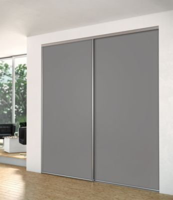 Porte de placard coulissante gris souris 1 vantail H 2,50 m x L 0,91 m YKARIO