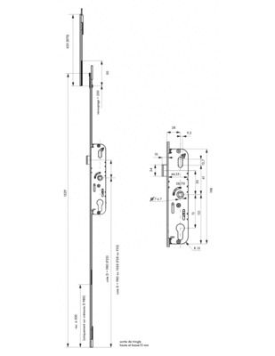 Serrure à encastrer de porte-fenêtre H 1522 mm axe 28 mm Fenster FERCO