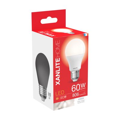 Ampoule LED standard E27 9W = 806 lumens blanc neutre - XANLITE