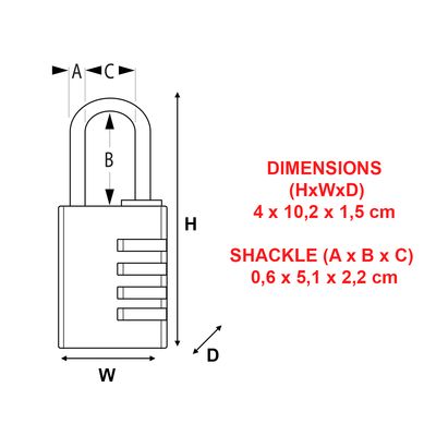 Cadenas à combinaison largeur 40 mm en aluminium noir MASTER LOCK