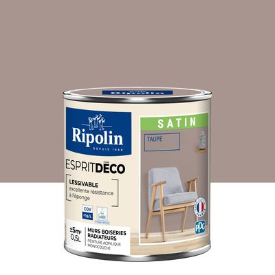 Peinture Intérieure Couleur - Satin - 0,5L - Taupe - RIPOLIN