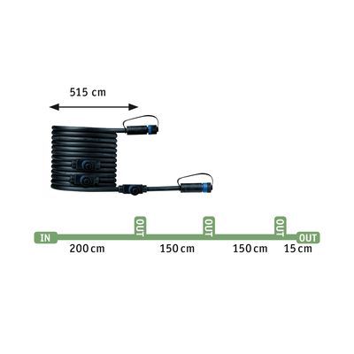 Câble 4 connecteurs électriques étanches 5m IP68 max 150W 24V - Plug & Shine PAULMANN