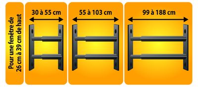 Grille de défense téléscopique de 30 à 55 cm 2 barreaux MOTTEZ