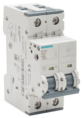 Disjoncteur bipolaire pour parafoudre 20A 6kA SIEMENS