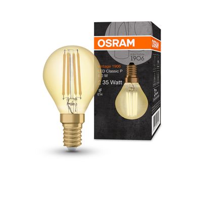 Ampoule LED E14 vintage 1906 à filament 4 W=410 lumens ambré OSRAM