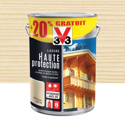 Lasure bois Haute Protection incolore 5 l + 20 % gratuit V33