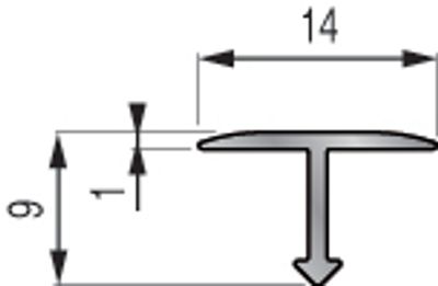 Profilé de transition 14mm aluminium anodisé 2,5m DINAC