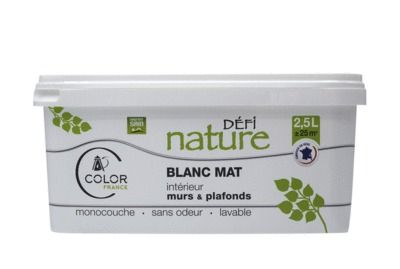 Peinture naturelle murale blanc mat 2,5 l - DEFI NATURE