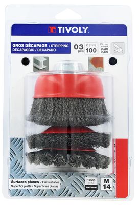 Brosse M14 ondulée diamètre 100 mm pour perceuse TIVOLY