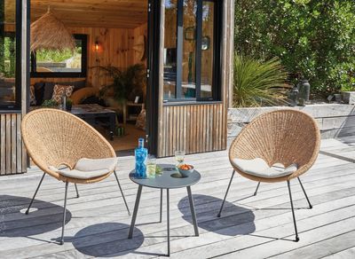 Fauteuil de jardin en résine tressée aspect naturel TORNADO  PROLOISIRS