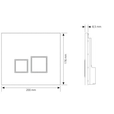 Plaque double commande pour WC suspendu aspect inox Square SIAMP