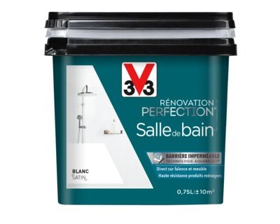 Peinture de rénovation pour salle de bains finition satinée blanc 750 ml V33