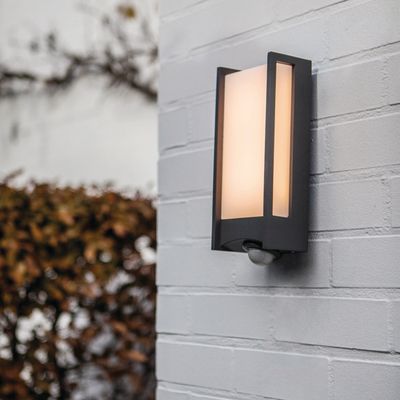 Applique extérieure avec détecteur QUBO Aluminium gris IP 54 blanc chaud 800 lumens - COREP