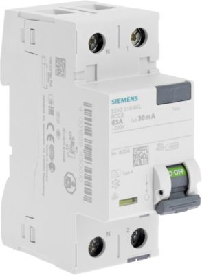 Interrupteur différentiel 63A 2 pôles 30mA type A SIEMENS