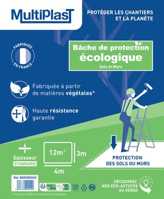 Bâche de protection biosourcée épaisse 4 m x 3 m - MULTIPLAST