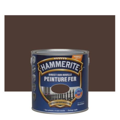 Peinture fer extérieur direct sur rouille finition martelé châtaigne 2,5 l HAMMERITE