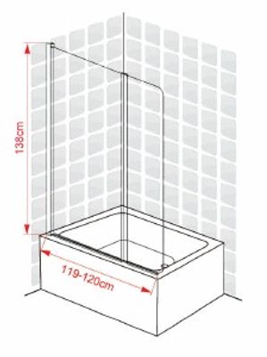 Pare-baignoire 2 vantaux Cuba blanc 120 x 138 cm