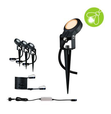 Spots LED extérieur blanc chaud IP67 3x6,3W 280 lumens 24V Kit de démarrage - Sting Plug & Shine PAULMANN