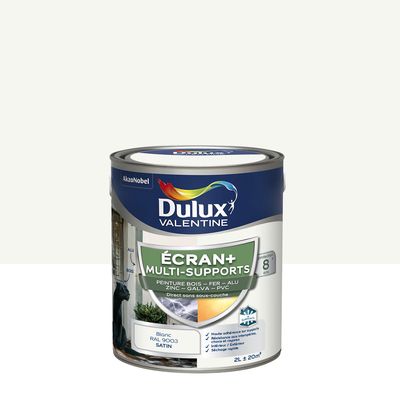 Peinture Ecran+ Multi-supports Dulux Valentine Satin Blanc 2 L