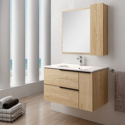 Meuble de salle de bains avec vasque centrée chêne clair L 80 cm Reign EGORE