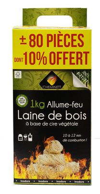 Allume-feu laine de bois 1 kg