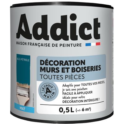 Peinture décoration Murs et Boiseries MAT 0.5 L bleu pétrole - ADDICT