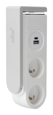 Multiprise clipsable 2 prises avec prises USB A et USB C 1,5m blanc OTIO