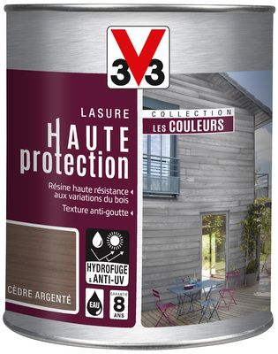 Lasure bois Haute Protection intérieure extérieure couleur cèdre argenté 1 l V33