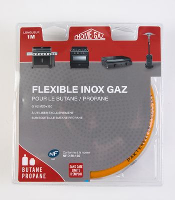 Flexible inox pour gaz butane / propane 1m validité illimité HOME-GAZ