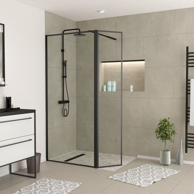 Paroi de douche avec déflecteur Dark Edge 90+40x200 cm AURLANE