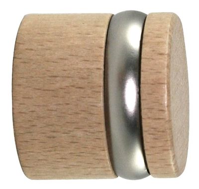 Embout bouchon diam 28 Finition Bois Naturel avec bague Chrome Mat par 2 - MOBOIS