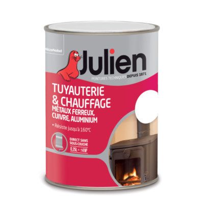 Peinture spéciale tuyauterie et chauffage résiste jusqu'à 160°C blanc brillant 250 ml JULIEN