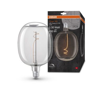 Ampoule LED Ballon E27 Filament clair variable 4,8W=400 lumens Blanc chaud OSRAM