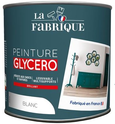 Peinture glycero BLanc brillant 500 ml - LA FABRIQUE