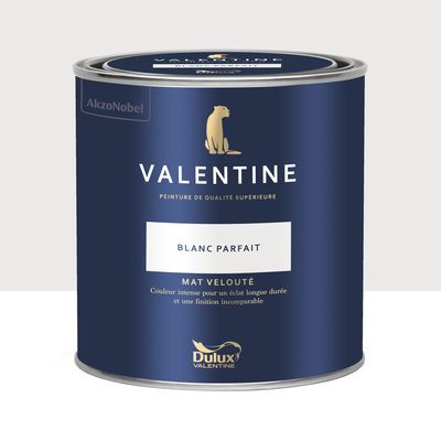 Peinture Valentine Mat Velouté Blanc Parfait 0,5L - DULUX VALENTINE