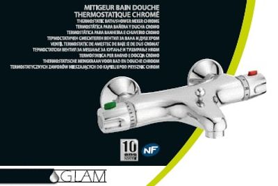 Mitigeur thermostatique bain et douche NF Glam chromé ESSEBAGNO