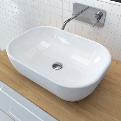 Vasque rectangle à poser en céramique blanche Bowl L 460 x P 330 mm AURLANE