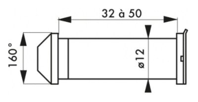 Judas de porte diamètre 12 mm angle de vision 160 ° laiton poli THIRARD