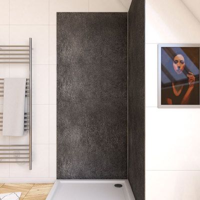 Panneau mural de douche pierre Silver Grey finition pierre 90 x 210 cm AURLANE