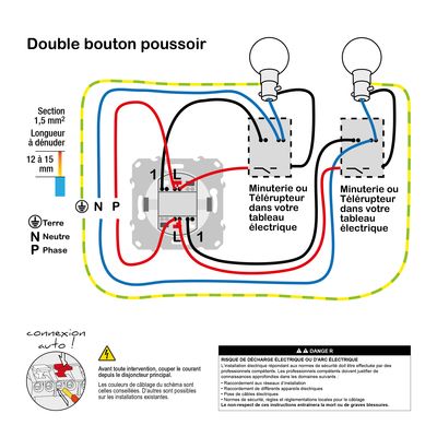 Double bouton poussoir blanc - Odace SCHNEIDER ELECTRIC