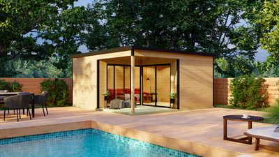 Abri de jardin bois Domeo 6+ 44 mm - 18,00 m² + terrasse 6,00 m²