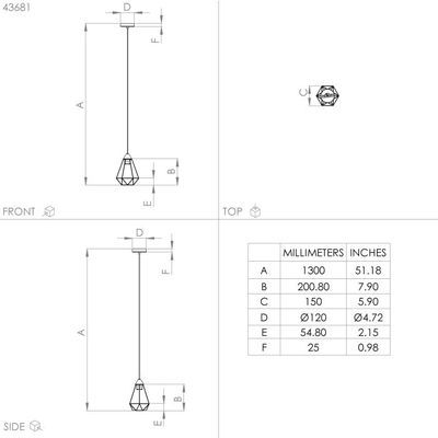 Suspension laiton doré et noir E27 60W Ø32,5 cm TARBES - EGLO