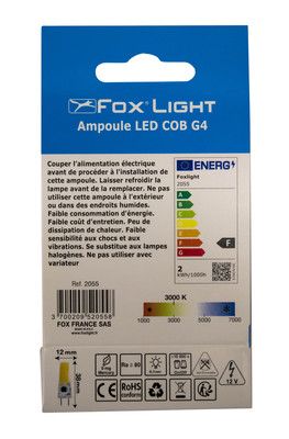 Ampoule LED G4 2 W = 210 lumens blanc chaud FOX LIGHT