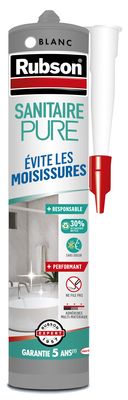 Mastic silicone Sanitaire Pure blanc 280 ml - RUBSON