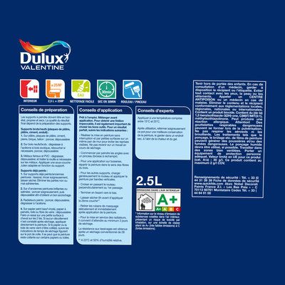 Peinture acrylique Tous Supports blanc satin 2,5 l - DULUX VALENTINE