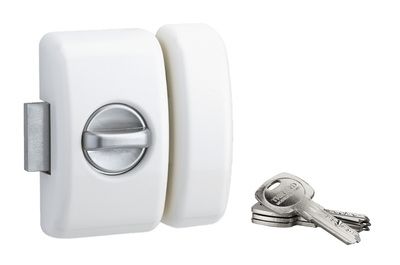 Verrou de porte d'entrée universel à bouton et cylindre 45 mm 4 clés réversibles blanc THIRARD