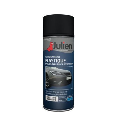 Peinture en aérosol carrosserie noir spécial plastique voiture 400 ml - JULIEN