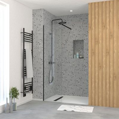 Paroi de douche Essentiel avec profilé noir 50 x 195 cm AURLANE